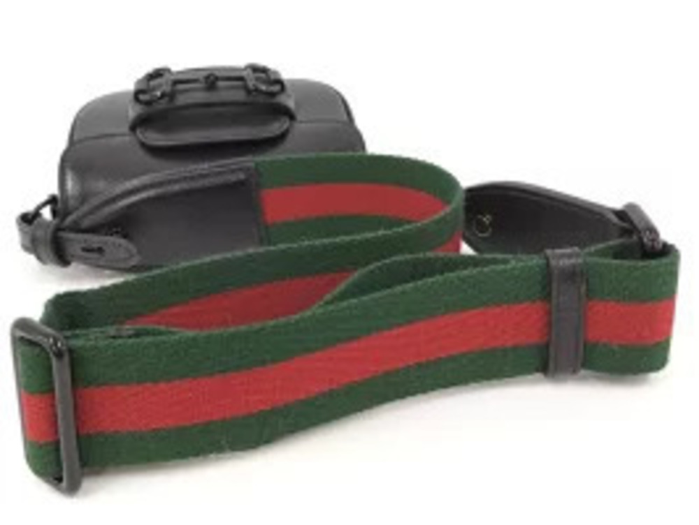 Gucci Bag Shoulder Horsebit Black Leather Sherry - Picture 7 of 9